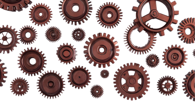 3D Illustration Brown Gears Isolated Background