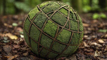Moss-covered orb symbolizes sustainable development & responsible investing - pattern abstract background