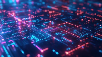 Cybernetic Grid: Interconnected Network of Digital Data Pathways and Illumination