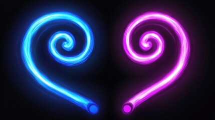 Two neon hearts swirl design