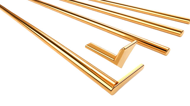 3D Illustration Gold Geometric Bars Transparent Background