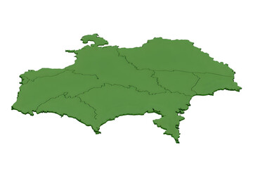 3D Illustration Green Isolated Country Map Background