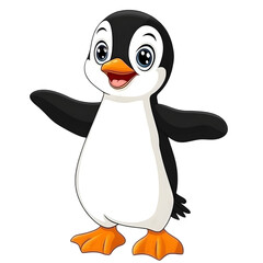 Obraz premium Cute Cartoon Penguin Illustration Isolated Transparent Background