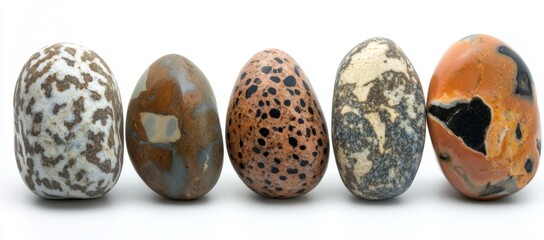 Polished stones in various colors and patterns