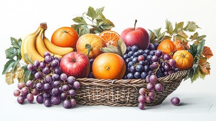 Vibrant fruit basket still life