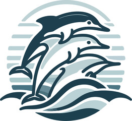 Naklejka premium Simple Dolphin Outline in Jumping Pose