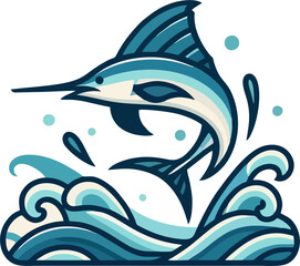 Blue Marlin in Motion with Water Trails