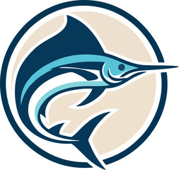 Handcrafted Blue Marlin Vector for Badges