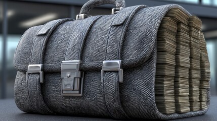 Shady business deal, briefcase full of cash, dark office setting - texture background design