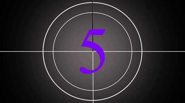 Countdown timer animation from 10 to 0 seconds on black background