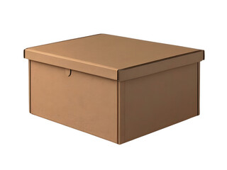 Closed Cardboard Box PNG – Realistic Plain Delivery Package on Transparent Background