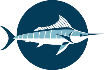Ocean Wildlife Blue Marlin Vector Illustration