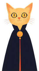 Obraz premium Cute Orange Cat In Halloween Cloak Illustration Png