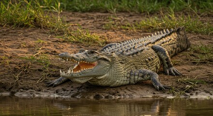 Obraz premium Crocodile with Open Mouth, Photo