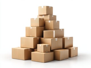 Obraz premium Boxes stacked high isolated on white background