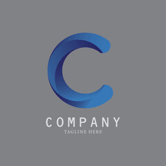 Wavy letter C logo design, forming 3d and flow. Premium Vector