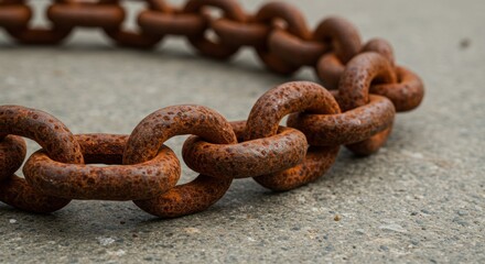 Fototapeta premium Rusty Chain on Concrete - Photo