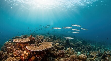 Underwater Scene with Fish and Coral Reefs (Photo)