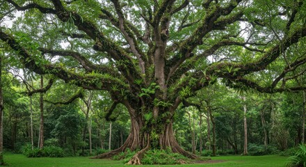 Obraz premium Majestic Tree in Lush Forest (Photo)