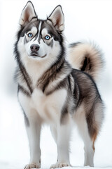 Fototapeta premium Alaskan Malamute Portrait: Majestic Canine, Striking Pose, Impeccable Coat, Noble Expression, Dog Breed Photography, Winter Wonderland Vibe, Arctic Spirit, Loyal Companion, Furry Friend, Elegant Dog