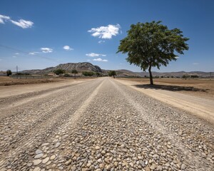 Fototapeta premium Dry dirt road in Castilla region, Spain Rural landscape, textured earth, sunny day - Spanish climate sunny textured landscape