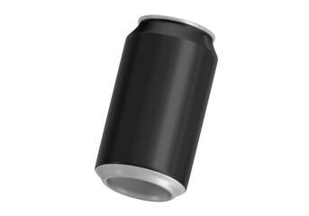 Black soda aluminum can, transparent background