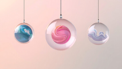 Elegant Glass Bubble Ornaments: Modern Abstract 3D Minimalist Decor for Home Interiors