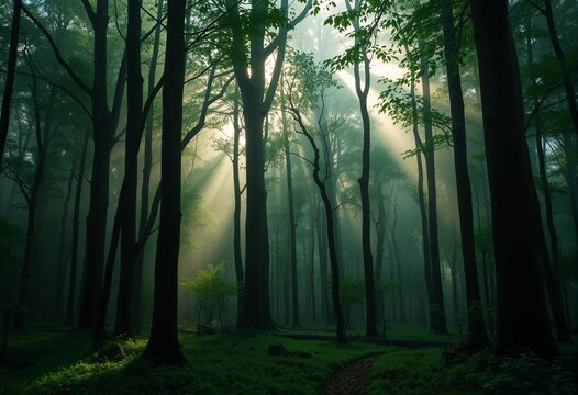 misty morning in the forest