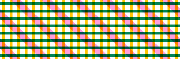 Checkered retro seamless risograph style pattern. Simple colored stripe with overlay effect. Vector illustration for cover, paper, textile.