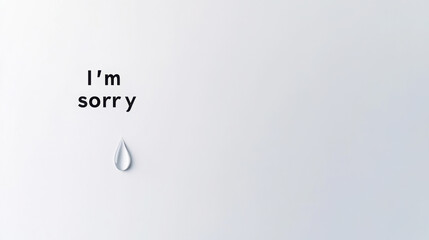 Minimalistic apology design on white surface with simple lettering