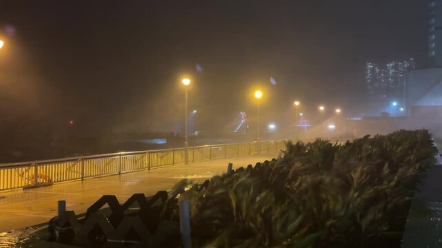 Strong Wind And Crashing Waves Lash City As Hurricane Makes Landfall - Saola