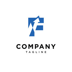Letter F Line Chart Logo Icon Vector
