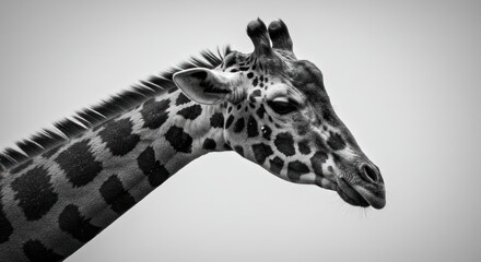 Obraz premium Giraffe Head and Neck Black and White Photo