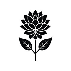  Flower vector.Elegant Black and White Floral Illustration Stylized Lotus Flower Design