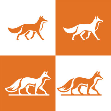 Minimalist fox logo design. Wild animal concept icons.