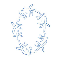 Elegant sea stars oval frame for sophisticated branding stationery invitations and soft minimalistic design