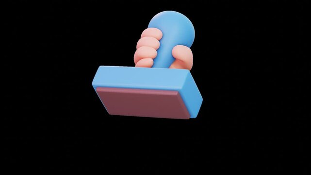 3D 손동작 모션그래픽, 도장을 찍는 손