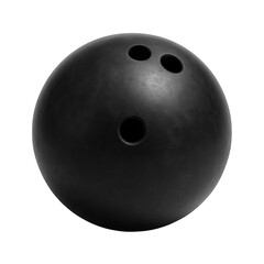 Classic dark sphere used in the sport of bowling, featuring three precisely placed finger holes for grip.