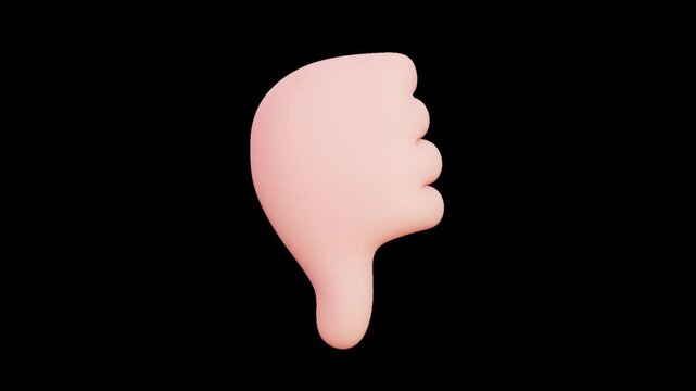3D 손동작 모션그래픽, 엄지손가락을 세우고 내리기