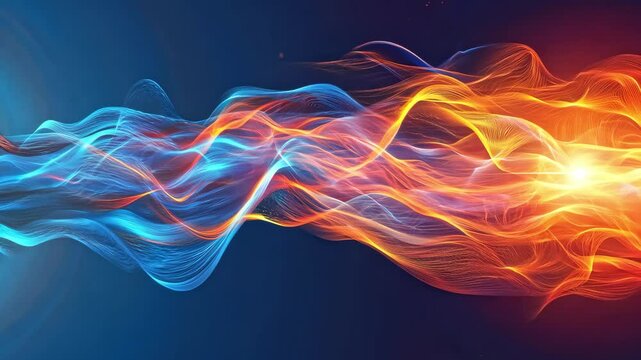 Blue and Orange Energy Waves Flowing