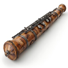Naklejka premium Ornate Wooden Clarinet Musical Instrument Detailed Design High Resolution Photo