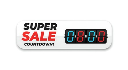 Super Sale Countdown with Digital Timer Showing Zero Hours
