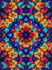 Fototapeta premium Geometric shapes, vibrant colors, infinitely repeating , fabric, clean