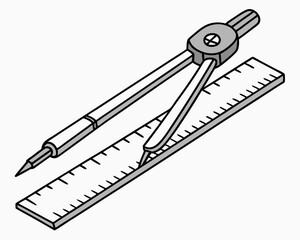 Drafting Compass And Ruler Tool For Measurement And Circle Creation Design