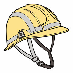 Firefighter Helmet Illustration With Straps For Safety And Protection Gear