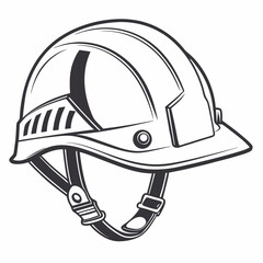 Firefighter Helmet Outline Illustration Safety Equipment Isolated On White Background