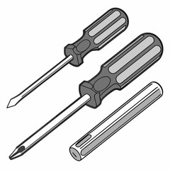 Screwdrivers Set Illustration Flathead Phillips Isolated On White Background Vector Art