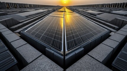 Obraz premium High-angle shot of extensive solar panel -1 - seamless design texture pattern background