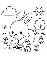 Coloring book  bunny with big eyes and a sweet smile Adorable line art for coloring