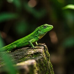 Fototapeta premium Hidden in Green A Lizard in Its Element